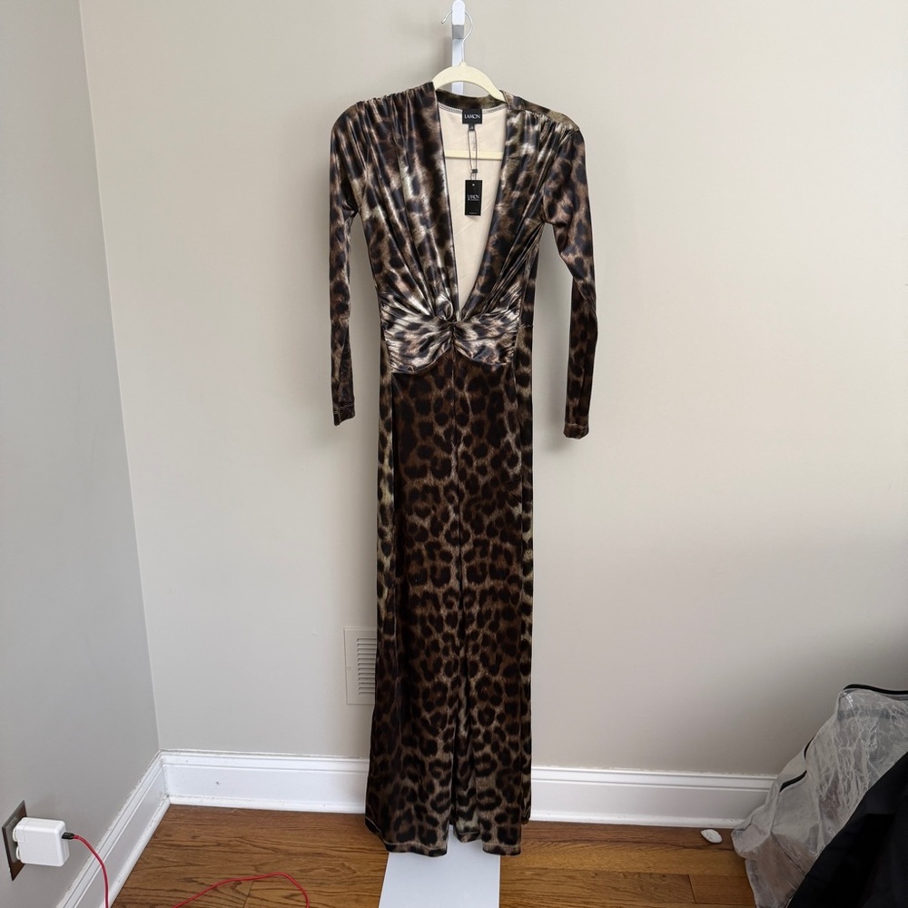Leslie Amon  Amanda Maxi Dress in Leopard size s new with tags - Picture 4 of 11